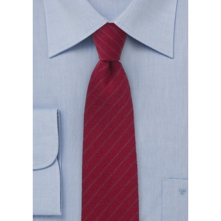 Wool Pencil Stripe Tie in Burgundy