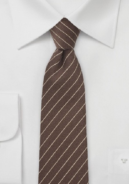 Wool Pencil Stripe Tie in Espresso