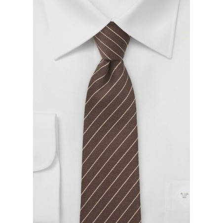 Wool Pencil Stripe Tie in Espresso