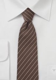 Wool Pencil Stripe Tie in Espresso