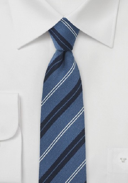 Wool Tie in Slate Blue Stripes