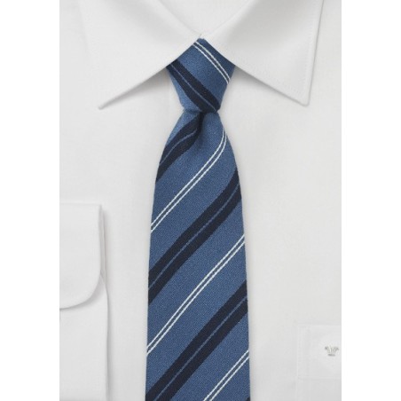 Wool Tie in Slate Blue Stripes