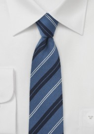 Wool Tie in Slate Blue Stripes