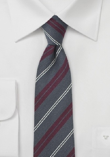 Scholar Striped Necktie Shale and Burgundy