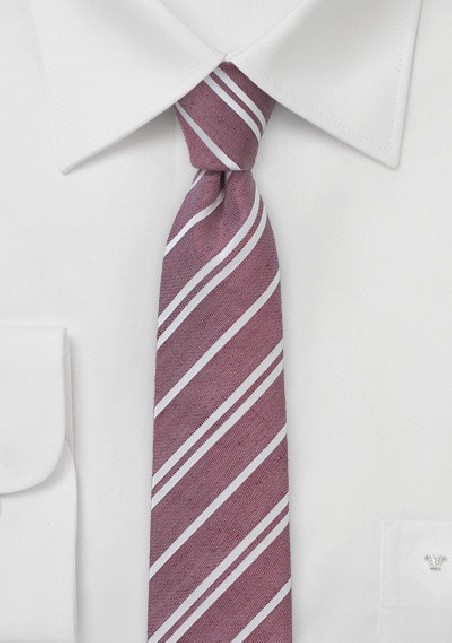 Skinny Striped Tie in Washed Red