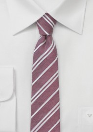 Skinny Striped Tie in Washed Red