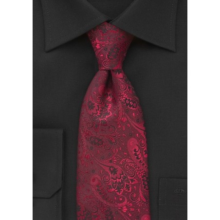 Kids Floral Tie in Red and Black