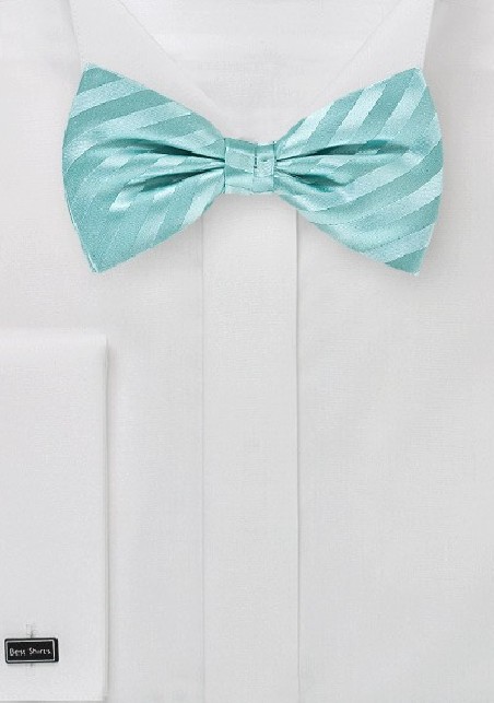 Aqua Blue Bow Tie with Stripes