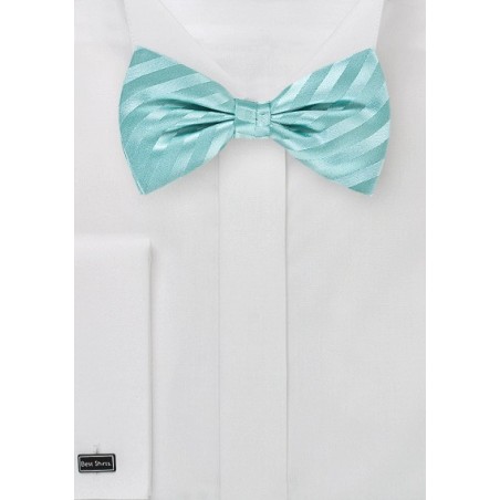 Aqua Blue Bow Tie with Stripes