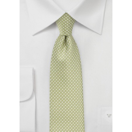 Light Sage Green Tie with Silver Pin Dot Pattern