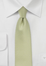 Light Sage Green Tie with Silver Pin Dot Pattern