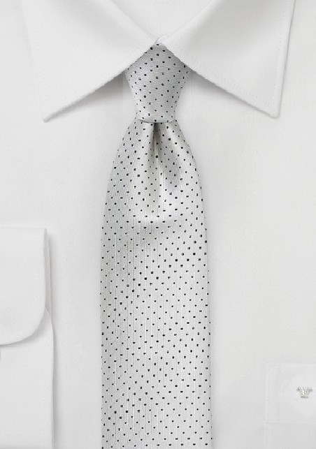 Formal Skinny Pin Dot Tie in Silver and Black