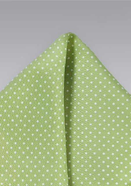 Light Sage Color Pocket Square with Dots