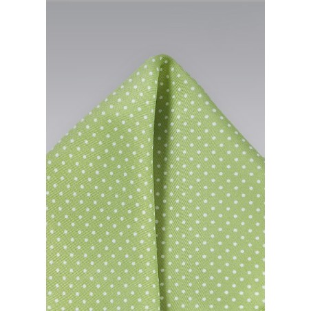 Light Sage Color Pocket Square with Dots