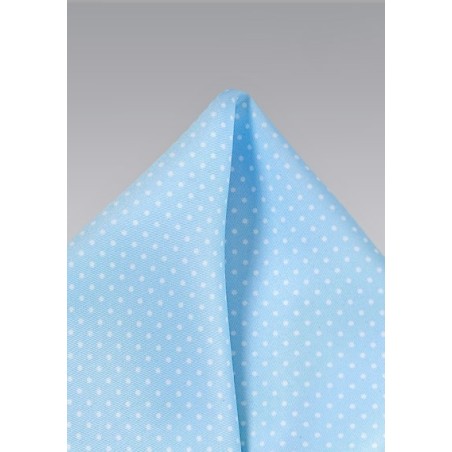 Baby Blue Pocket Square with White Dots