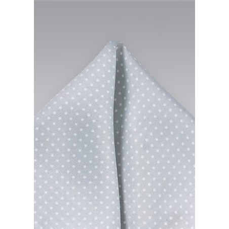Silver and White Dotted Pocket Square