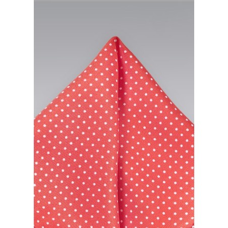 Pin Dot Pocket Square in Coral Red