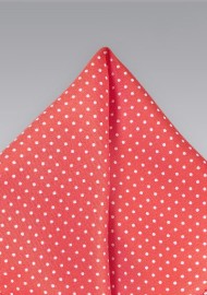 Pin Dot Pocket Square in Coral Red