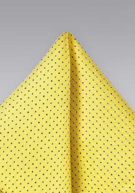 Yellow and Navy Pin Dot Pocket Square