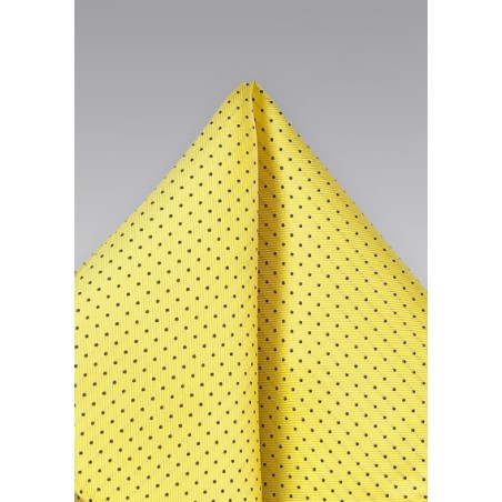 Yellow and Navy Pin Dot Pocket Square