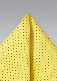 Yellow and Navy Pin Dot Pocket Square