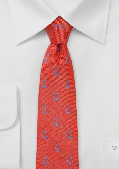 Orange-Coral Fishhook Necktie
