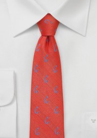 Orange-Coral Fishhook Necktie