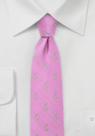 Pink Fishhook Skinny Tie