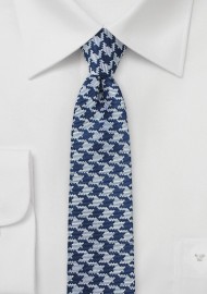 Skinny Designer Tie in Navy and Silver