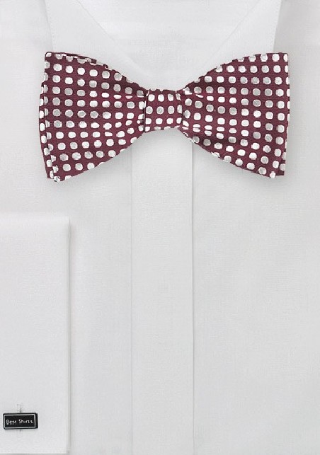 Geometric Polka Dot Bow Tie in Burgundy