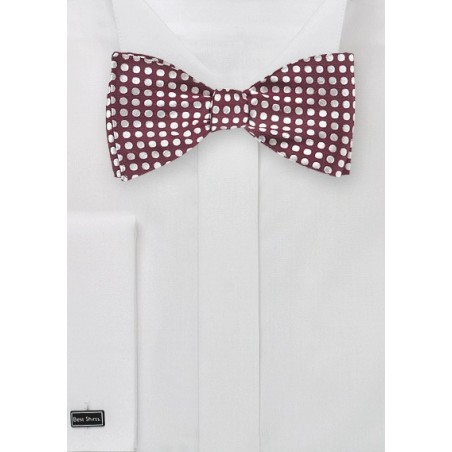 Geometric Polka Dot Bow Tie in Burgundy