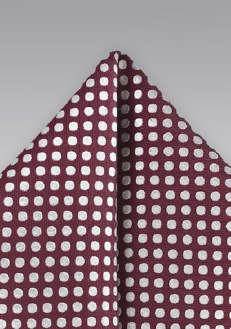 Bold Polka Dot Pocket Square in Burgundy