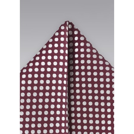 Bold Polka Dot Pocket Square in Burgundy