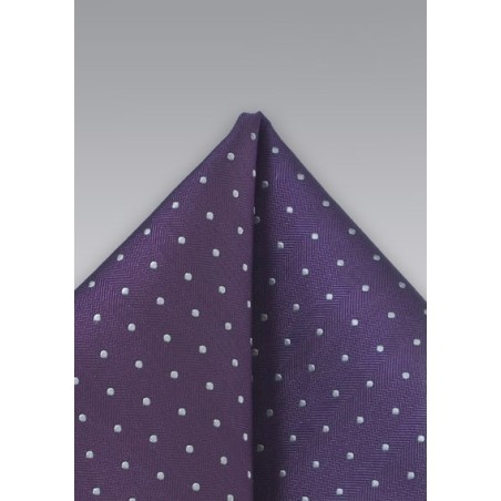Polka Dot Pocket Square in Purple and Silver
