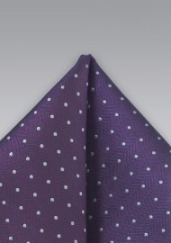 Polka Dot Pocket Square in Purple and Silver