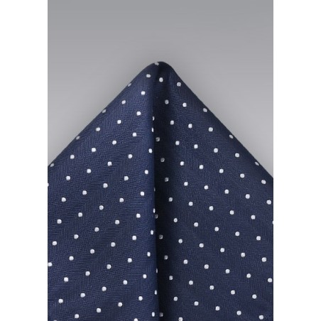Woven Silk Pocket Square in Navy and Silver