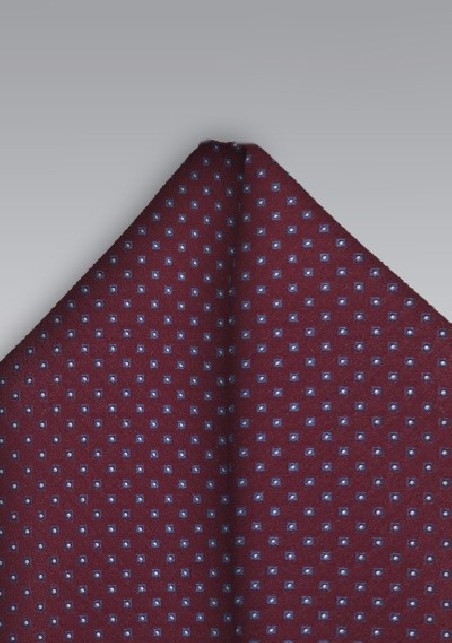 Diamond Pattern Pocket Square in Blue and Burgundy