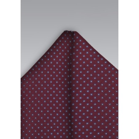 Diamond Pattern Pocket Square in Blue and Burgundy