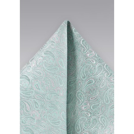 Elegant Paisley Pocket Square in Soft Mint