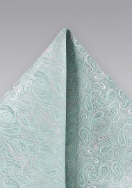 Elegant Paisley Pocket Square in Soft Mint