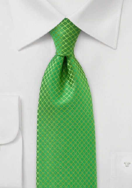 XL Length Art Deco Tie in Bright Kelly Green