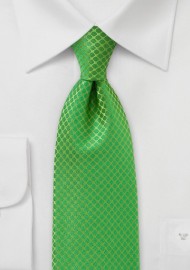 XL Length Art Deco Tie in Bright Kelly Green