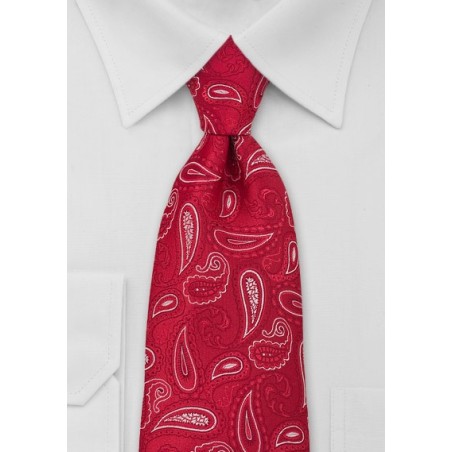 Paisley Extra Long Tie in Red White