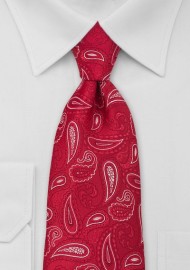 Paisley Extra Long Tie in Red White