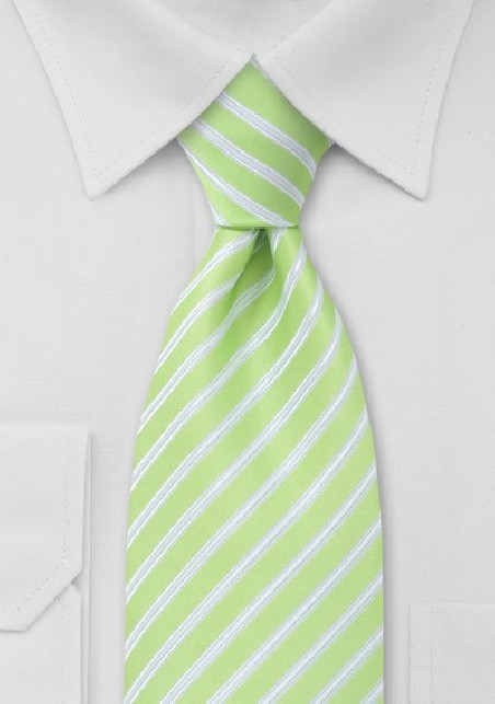 Lime Green and White Extra Long Necktie