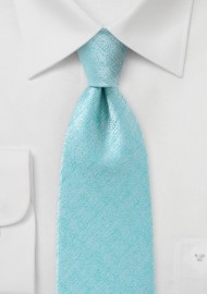 Light Aqua Textured Tie in Extra Long Length