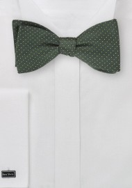 Dark Green Bow Tie with Tiny Yellow Dots