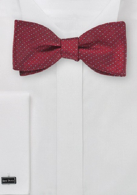 Cherry Colored Pin Dot Bow Tie