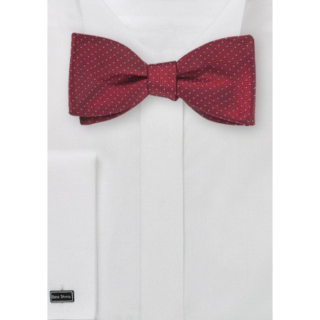 Cherry Colored Pin Dot Bow Tie