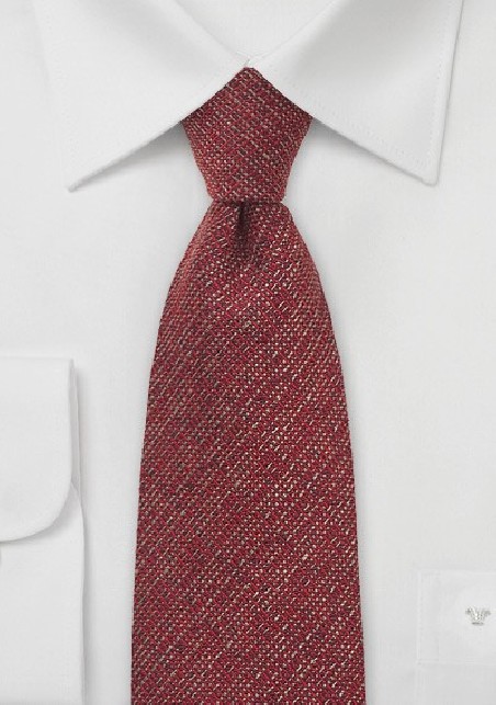 Deep Red Barleycorn Wool Necktie